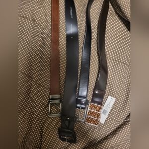 Men's Leather Belt Set - Brown and Black